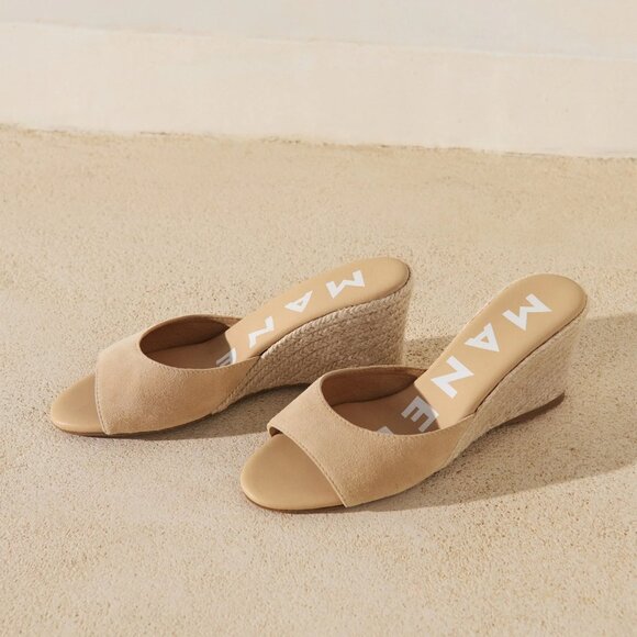 Manebí Soft Suede Mule Wedge Espadrilles Hampton, Size 7 - Picture 1 of 3